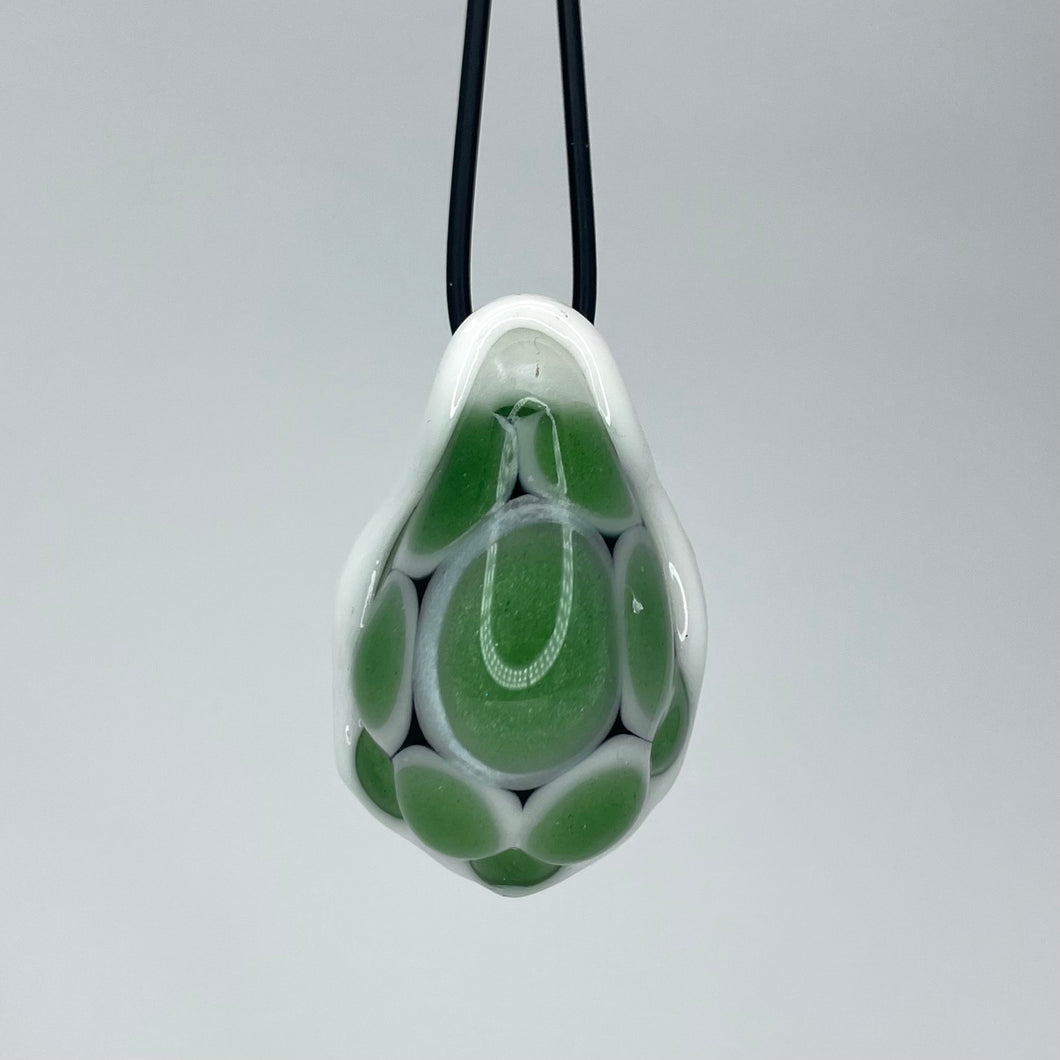 Malachite Glass // Turtle Shell Pendant - Green